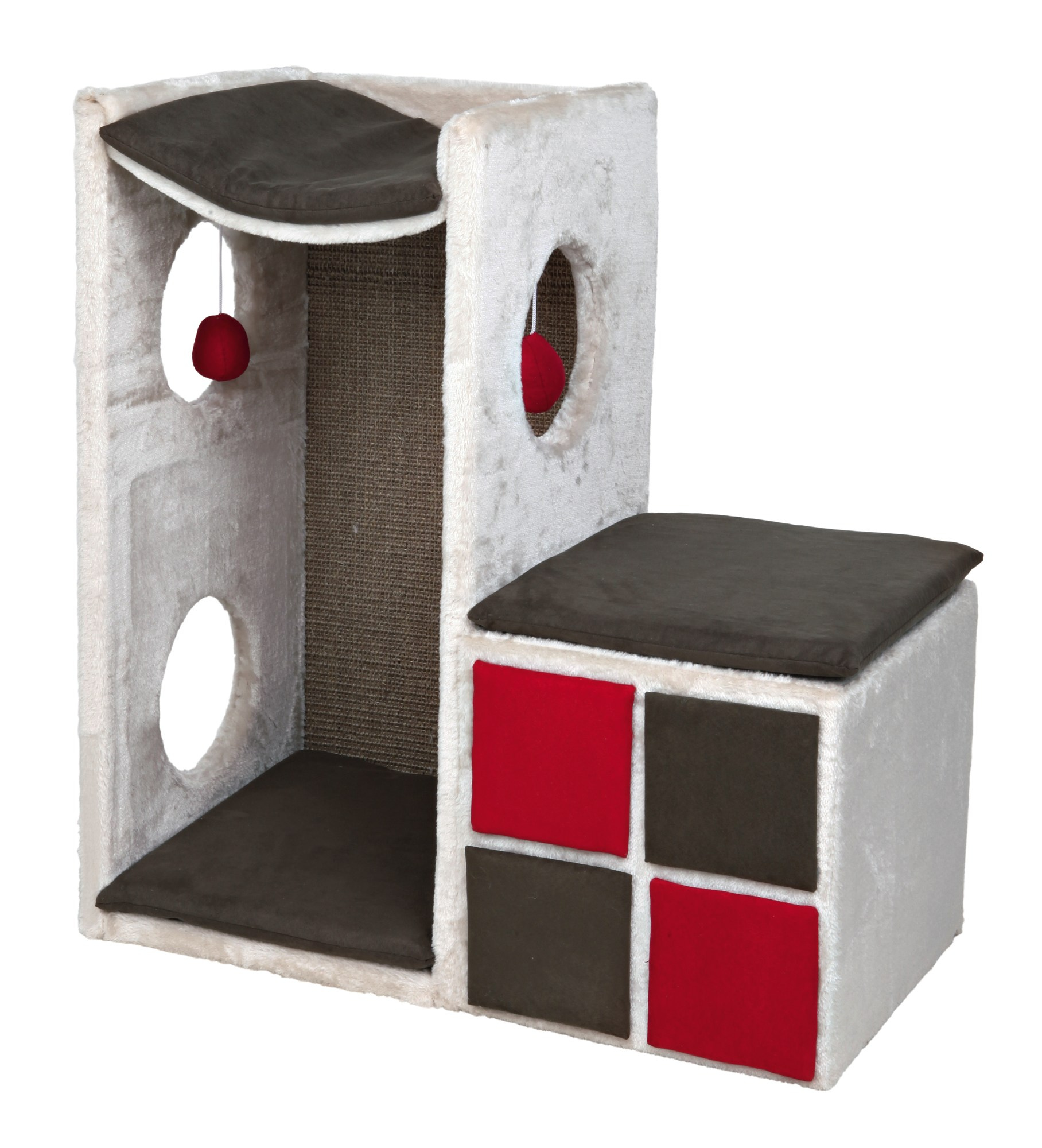 Cat Tower Nevio, 70 cm, lichtgrau/grau/rot