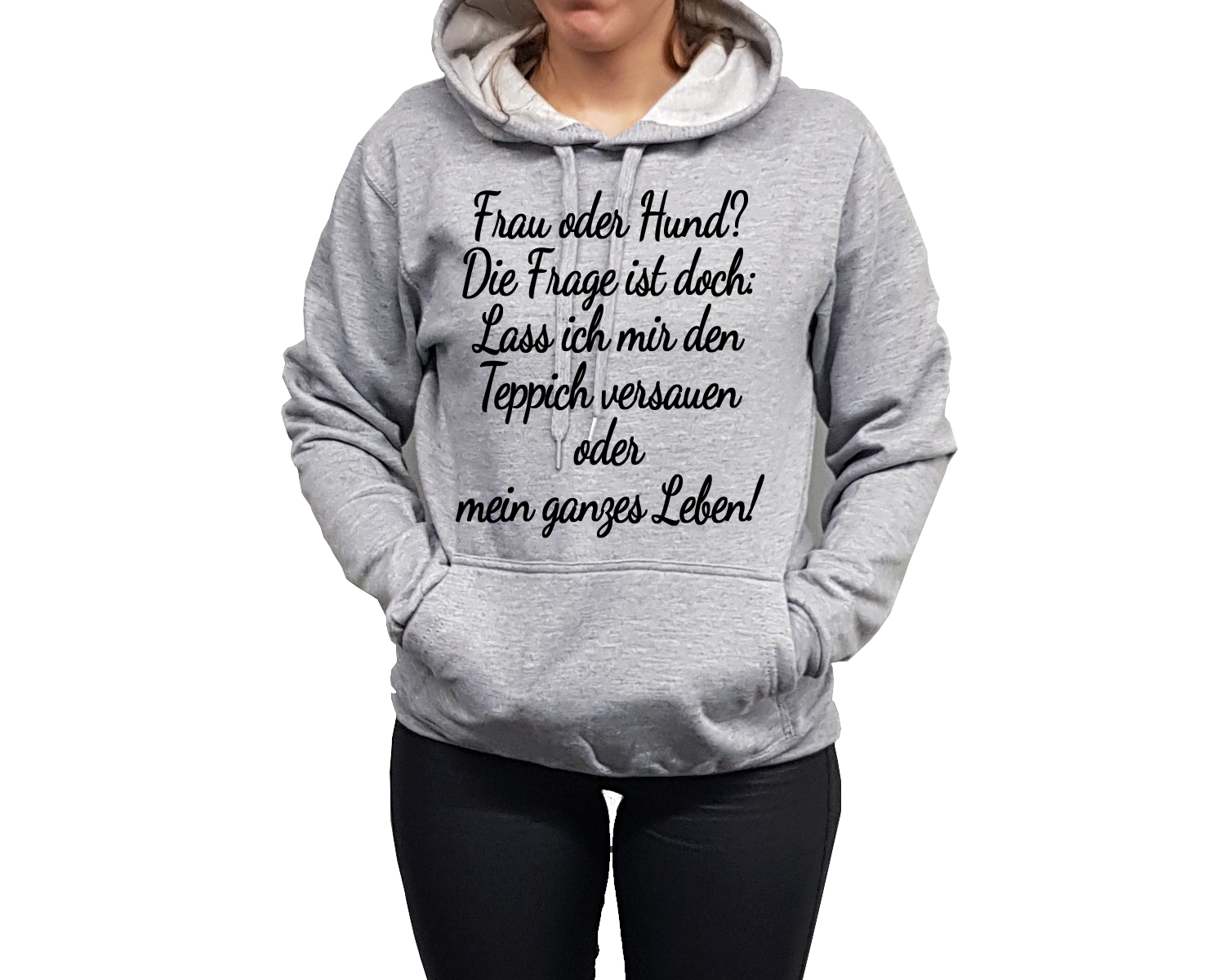 Hoodie Druck Frau oder Hund