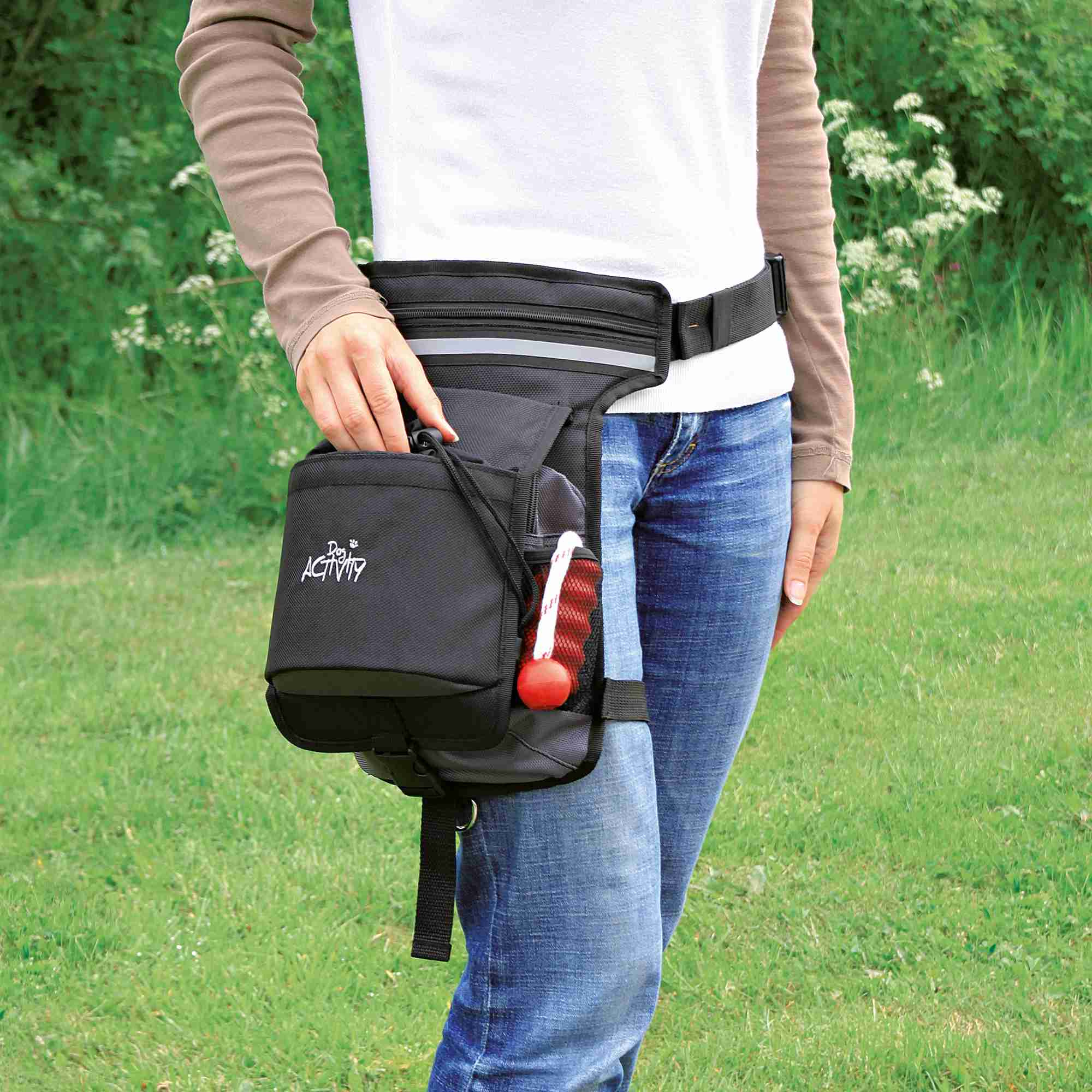 Hüfttasche, 2-fach Fixierung, Gurt: 57-138cm schwarz/grau