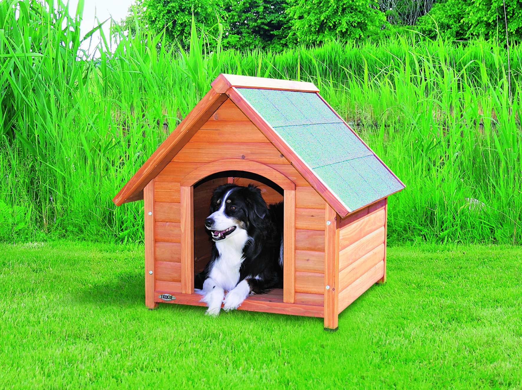 natura Hundehütte mit Satteldach, M: 77 x 82 x 88 cm, natur