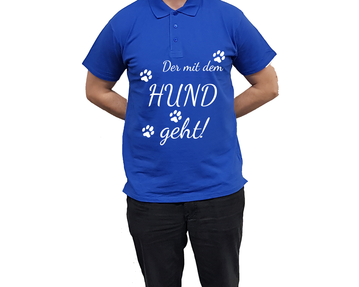 Poloshirt mit Druck Der mit dem Hund geht