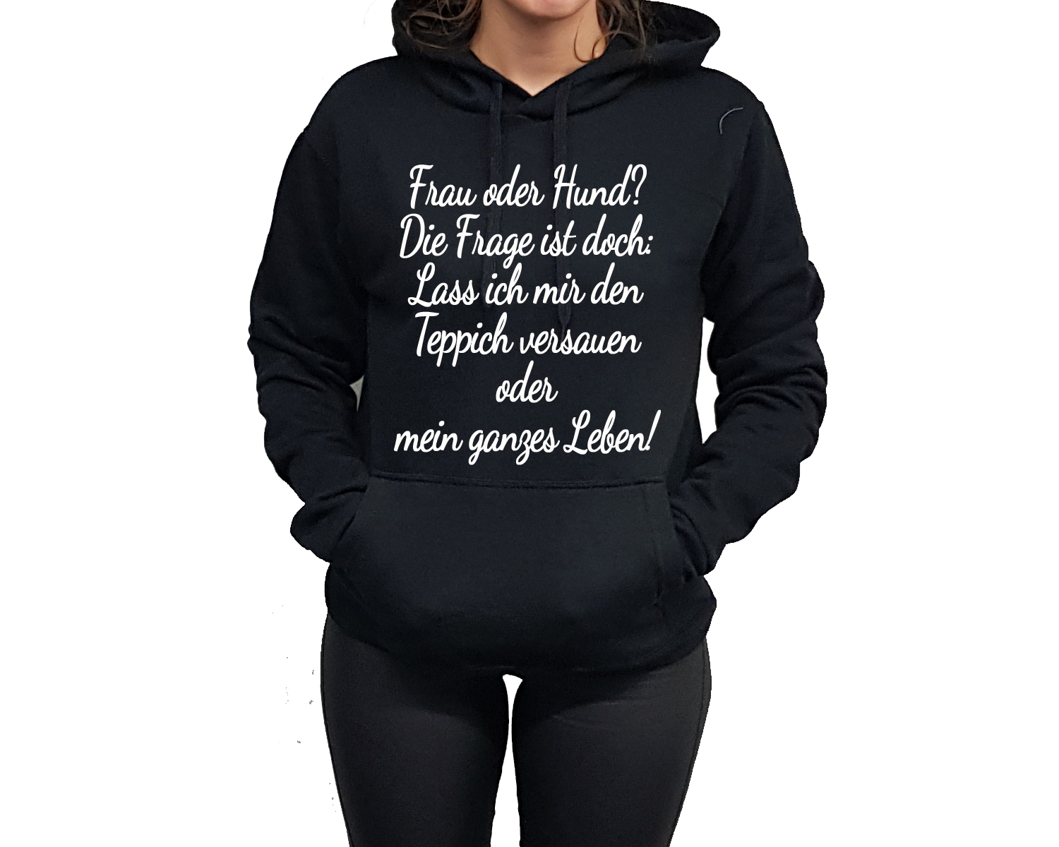 Hoodie Druck Frau oder Hund