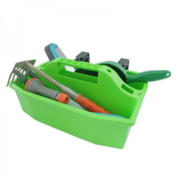 Putz- und Werkzeugbox mit Kunstoffhaken farblich sortiert