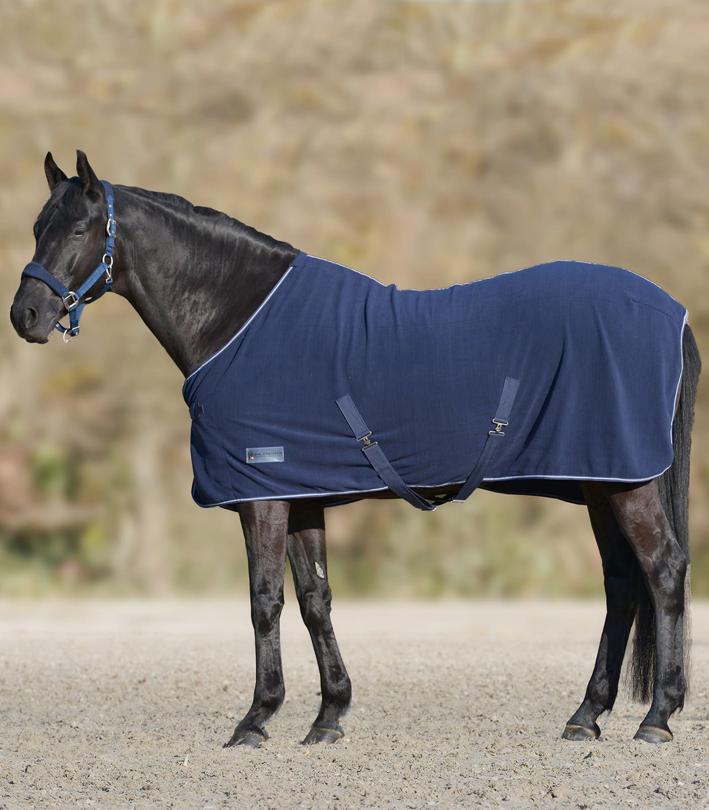 Fleecedecke Economic mit Kreuzgurt, navy, 135cm